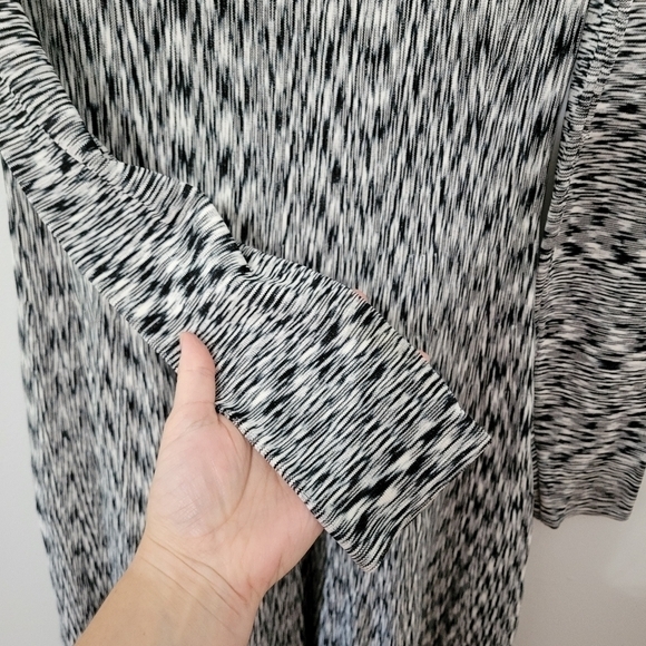 Shoshanna 'Becky' Black White Marled Space Dye‎ Long Sleeve Fit & Flare Dress, S - Picture 5 of 11